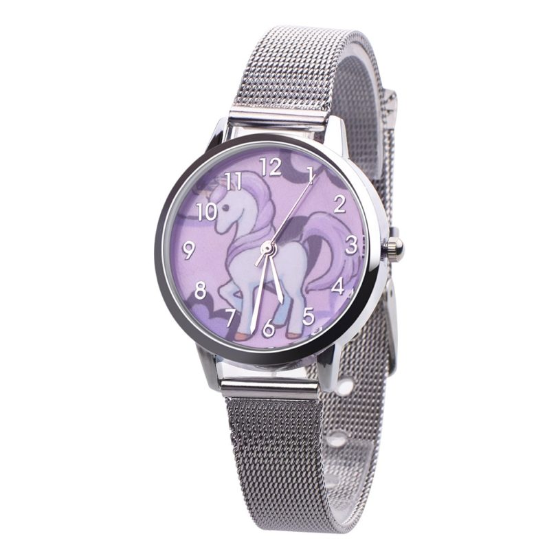 UTHAI CQ17 Kids watches for girls quartz wrist watch child Girl clock Cartoon horse Beast Leather metal strap Multicolor clocks - Image 2