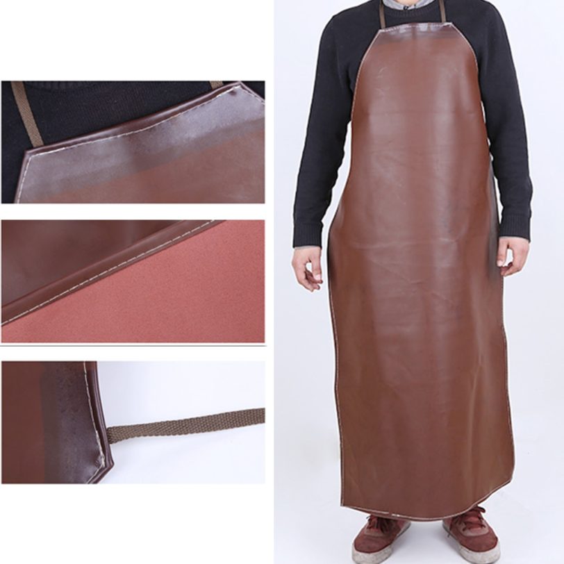 Unisex Solid Waterproof Adult Easy Clean Kitchen Anti dirt Leather Bib Hang Neck Lengthen Oil Proof 3
