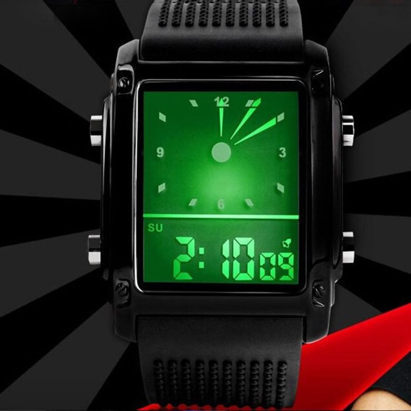 Unisex Watch LED Display Watches Popular Brand Luxury Square Dial Dual Time Day Display Alarm Colorful LED Sports Wrist Watch - Image 4