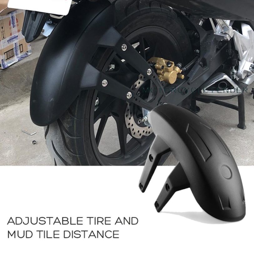 Universal Black Plastic Motorcycle Rear Wheel for fender Splash Guard Rear Wheel Cover Splash Guard Mudguard with Bracket - Image 2