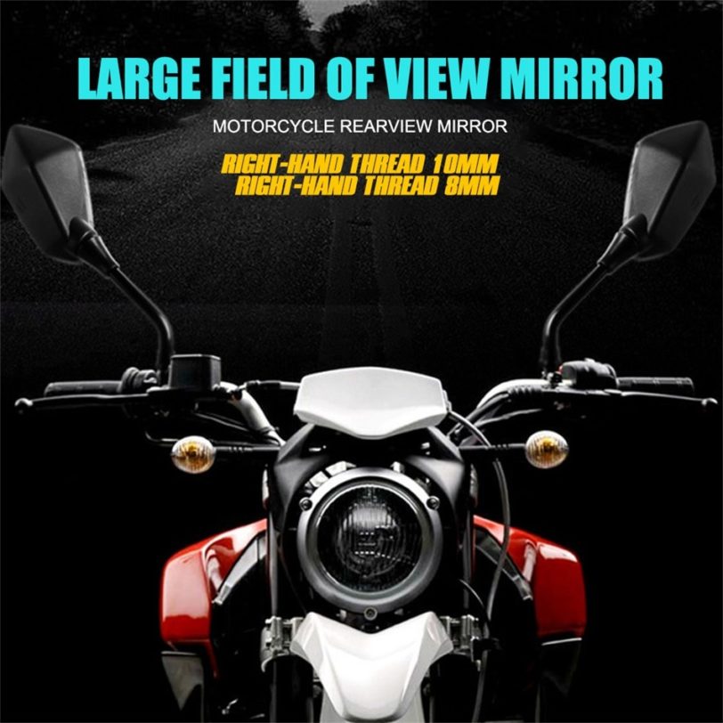 Universal Motorcycle Mirror Scooter E-Bike Rearview Mirrors Electromobile Back Side Convex Mirror 8mm 10mm Carbon Fiber Styling - Image 2