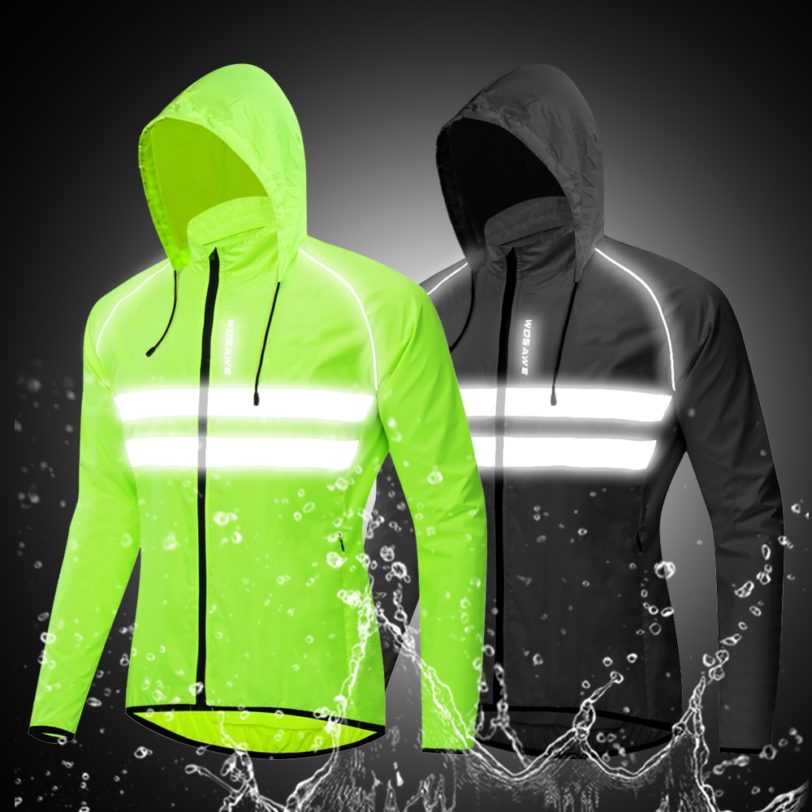 WOSAWE Thin Hooded Caps Reflective Running Jackets Windproof Water Rain Repellent Cycling Windbreaker Coat Bike Sports Jackets - Image 2