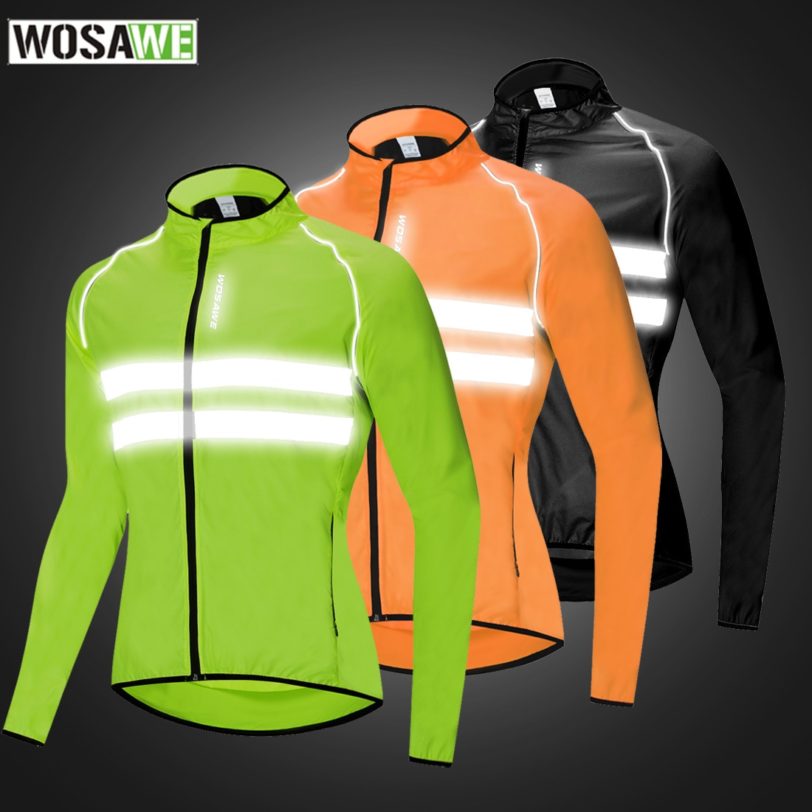 WOSAWE Ultralight Reflective Men's Cycling Jacket Long Waterproof Windproof Road Mountain Bike MTB Jackets Bicycle Windbreaker - Image 3