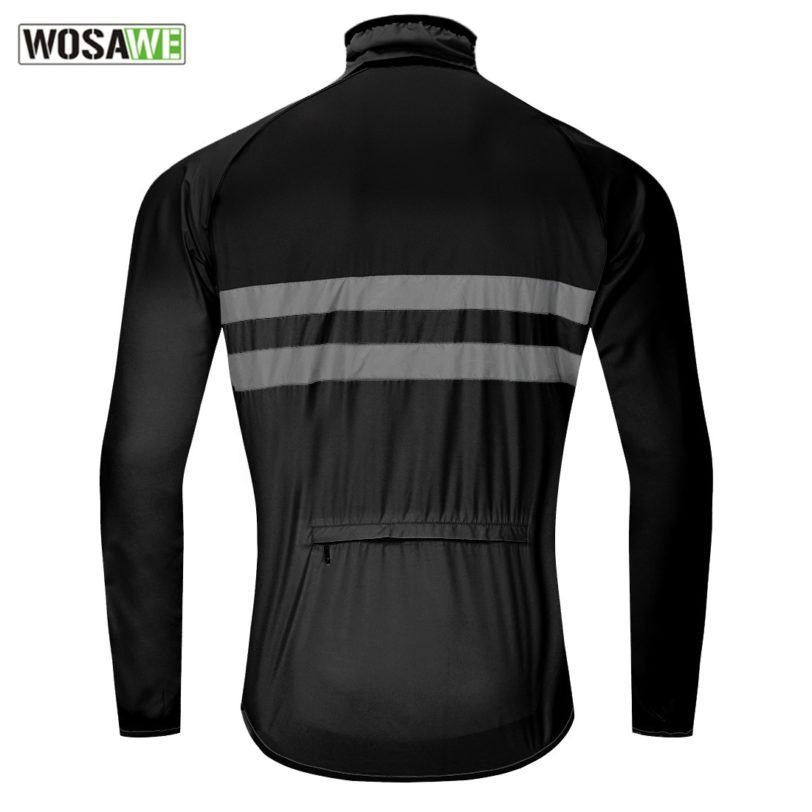 WOSAWE Ultralight Reflective Men's Cycling Jacket Long Waterproof Windproof Road Mountain Bike MTB Jackets Bicycle Windbreaker - Image 4