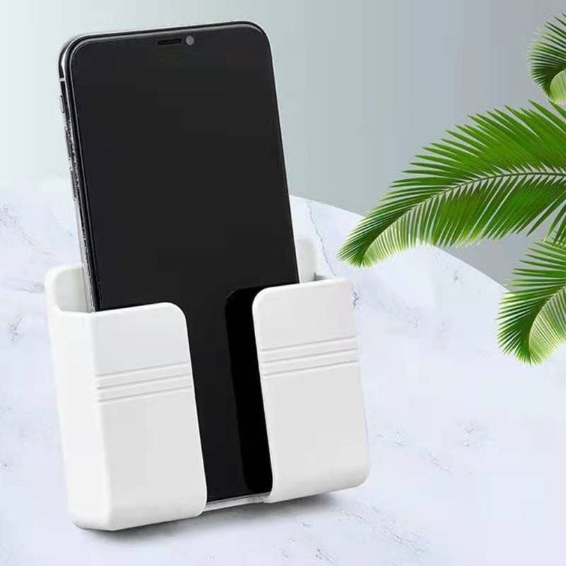 Wall Mounted Mobile Phone Charging Organizer Remote Control Storage Box Phone Plug Wall Holder Stand Socket Storage Shelf - Image 3