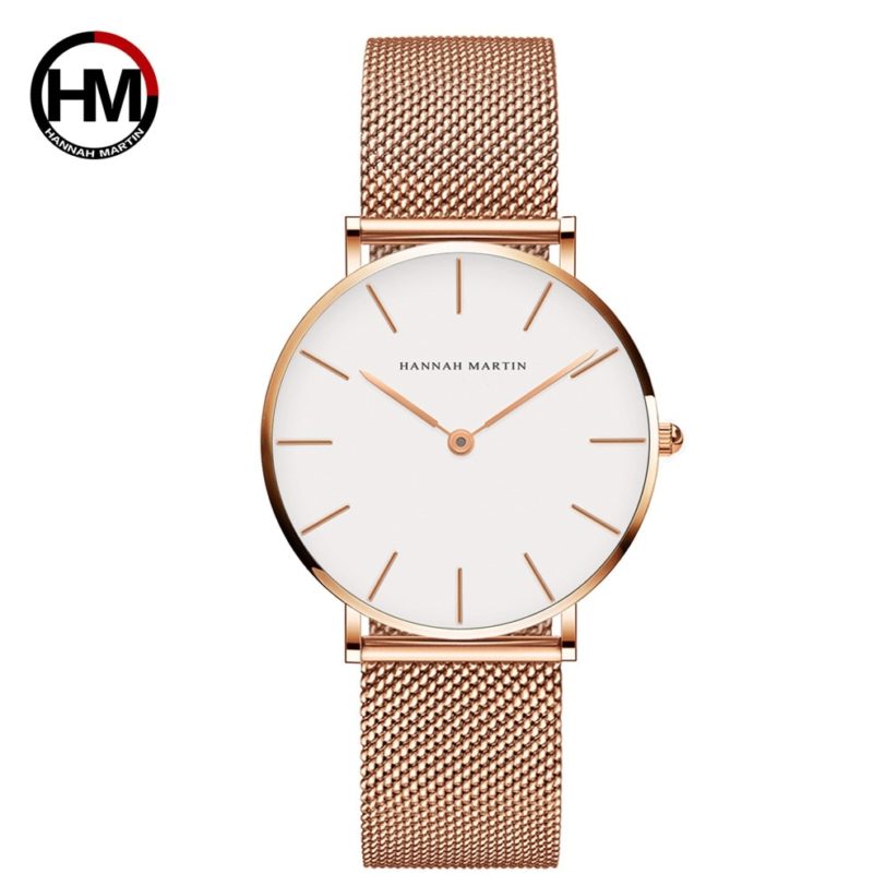 Waterproof Ladies Watch Japan Quartz Movement High hannah Martin Women Stainless Steel Dropshipping Mesh Rose Gold Women watches - Image 4