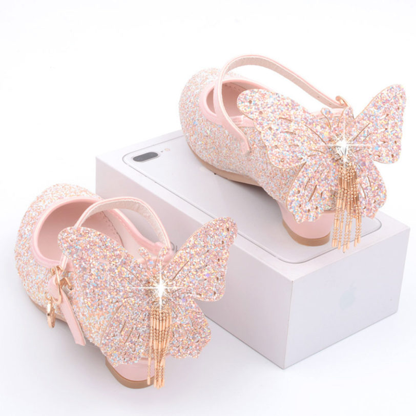 White Flower Girls Shoes Sparkly Kids Sequin Princess Shoes for Birthday Party Solid Colors 4-13 years old Child 8 10 12 Shoes - Image 4