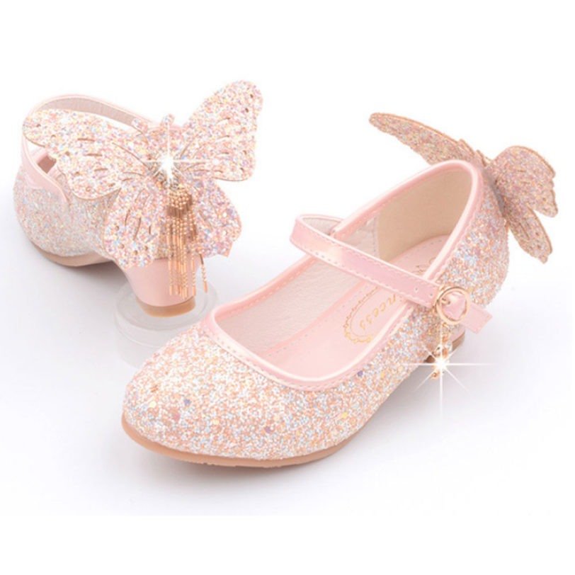 White Flower Girls Shoes Sparkly Kids Sequin Princess Shoes for Birthday Party Solid Colors 4-13 years old Child 8 10 12 Shoes - Image 5