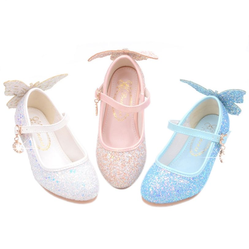 White Flower Girls Shoes Sparkly Kids Sequin Princess Shoes for Birthday Party Solid Colors 4-13 years old Child 8 10 12 Shoes - Image 6