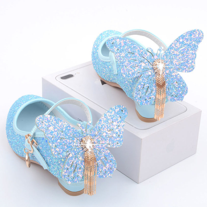 White Flower Girls Shoes Sparkly Kids Sequin Princess Shoes for Birthday Party Solid Colors 4-13 years old Child 8 10 12 Shoes - Image 2