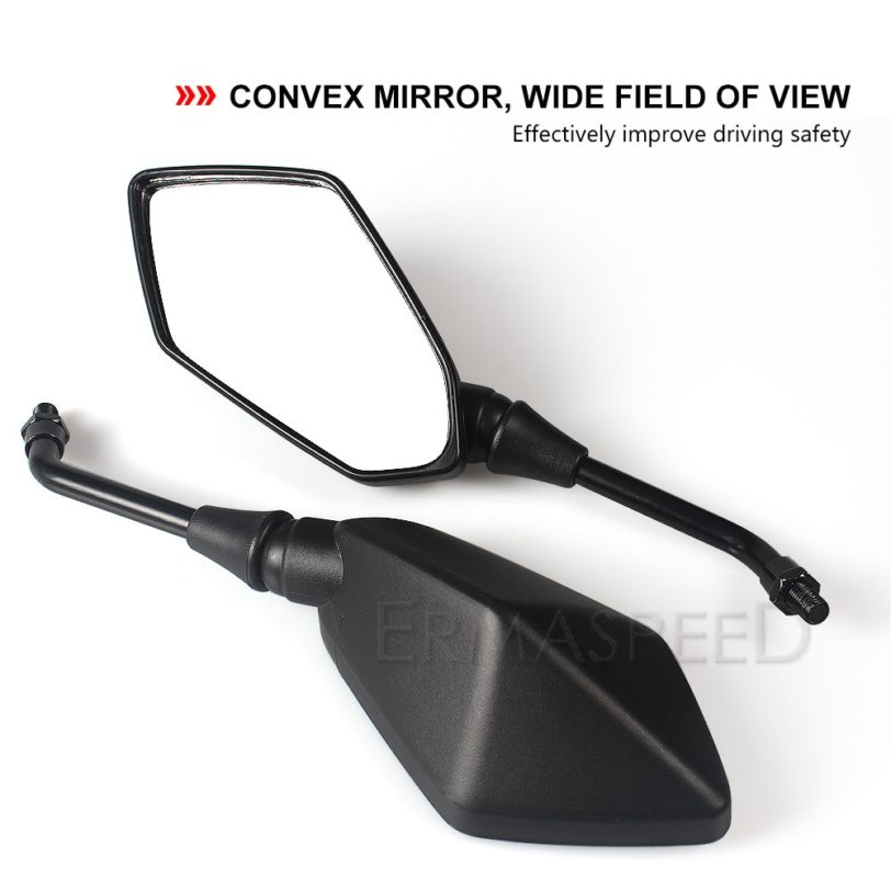 Wide-angle Convex Motorcycle Side Mirror Black 10mm Motorbike Accessories Rear View Mirror for Motorcycle Moto Off Road Scooter - Image 2