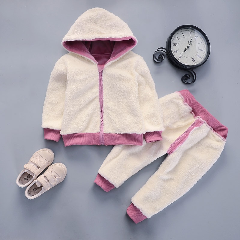 Winter Thick Warm Girls Clothing Set Plush Cotton Suit For Baby Girl Heavy Withstand The Severe 2