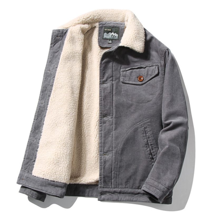 Winter Warm Corduroy Jackets Men Plus Size 5XL 6XL Coats Fur Collar Coat Casual Fleece Male