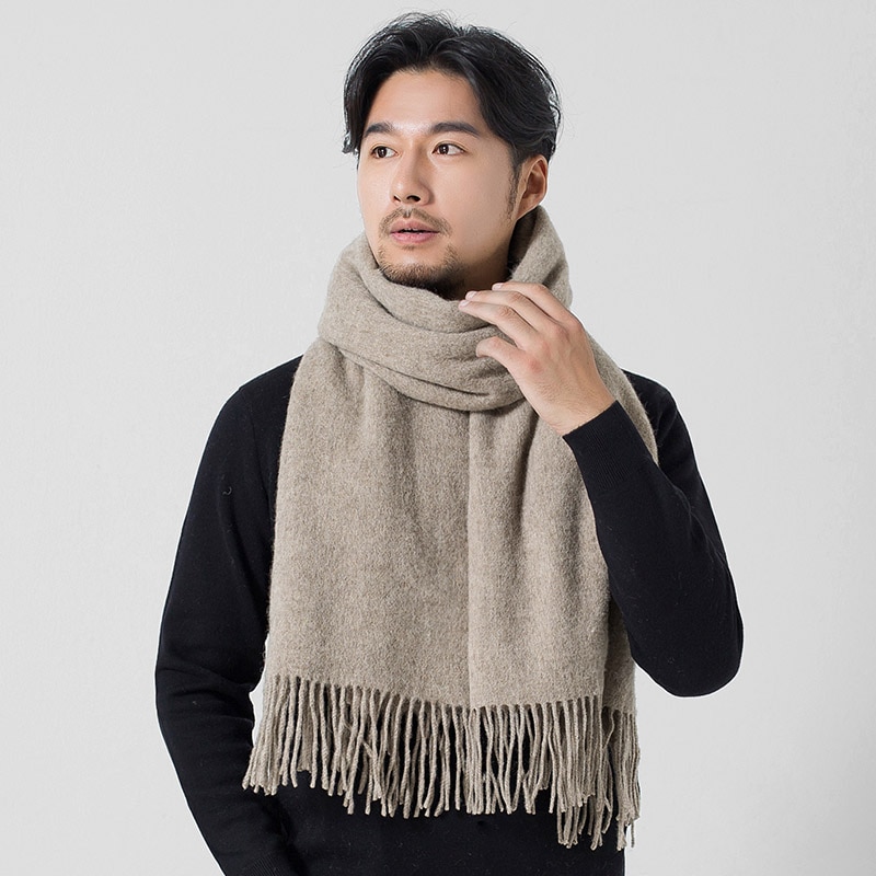 Winter Wool Scarf Men Luxury Brand Light Gray Shawls and Wraps Classical Bufanda Hombre 2021 Large