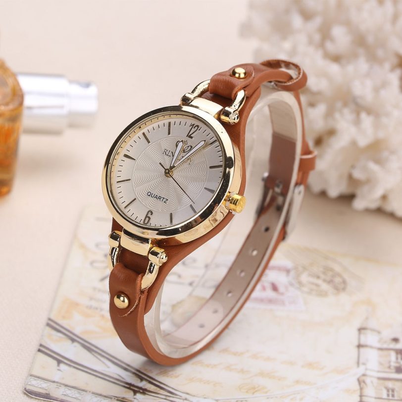 Women Casual Watches Round Dial Rivet PU Leather Strap Wristwatch Ladies Analog Quartz Watch Gift Fashion Luxury Wrist Watch - Image 2