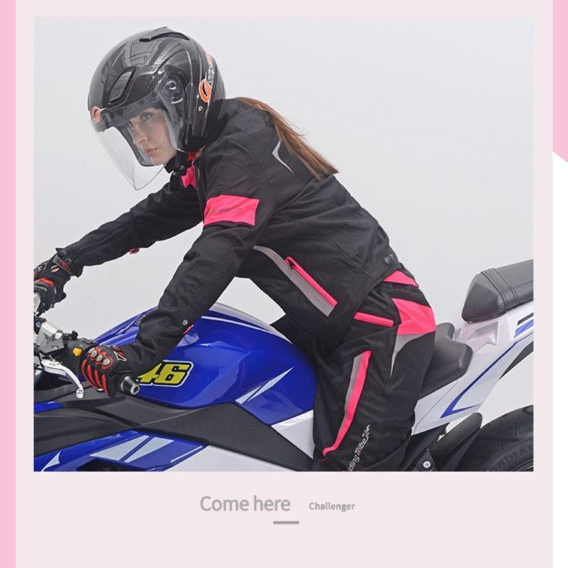 Women Motorcycle Jacket Summer Lady Coat Riding Raincoat Motorbike Safety Suit with Protective Pads and Waterproof Liner JK-52 - Image 2