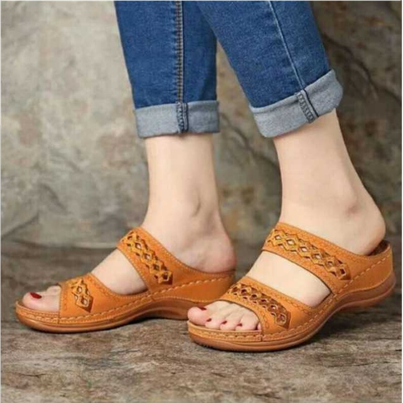 Women Sandals Summer Wedges Outdoor Fashion Shoes Slip On Slippers Ladies Casual Flat Open Toe Sandalias