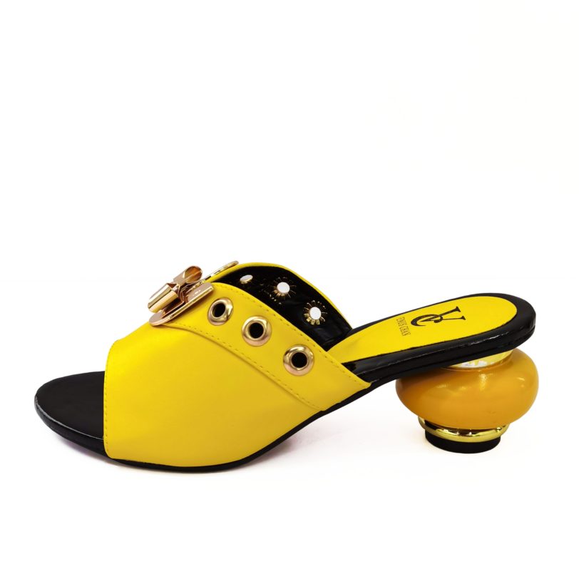 Yellow Color newest Italian shoes without matching bags PU leather comfortable pumps wholesales good price for shoes without bag - Image 2