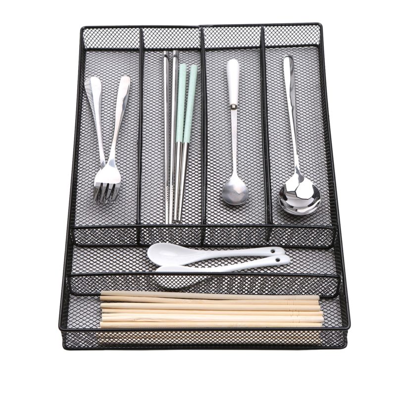 kitchen Drawer Organizer Tray Spoon Cutlery Drainer Organizer Utensil Knives Forks Holder Basket Metal Mesh Kitchen Storage Rack - Image 2