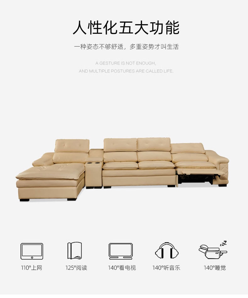 living room Sofa set muebles de sala L shape recliner genuine 1