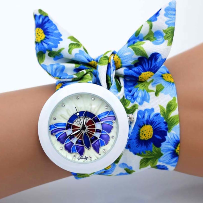 shsby brand unique Ladies flower cloth wristwatch fashion women dress watch high quality fabric watch sweet girls Bracelet watch - Image 2