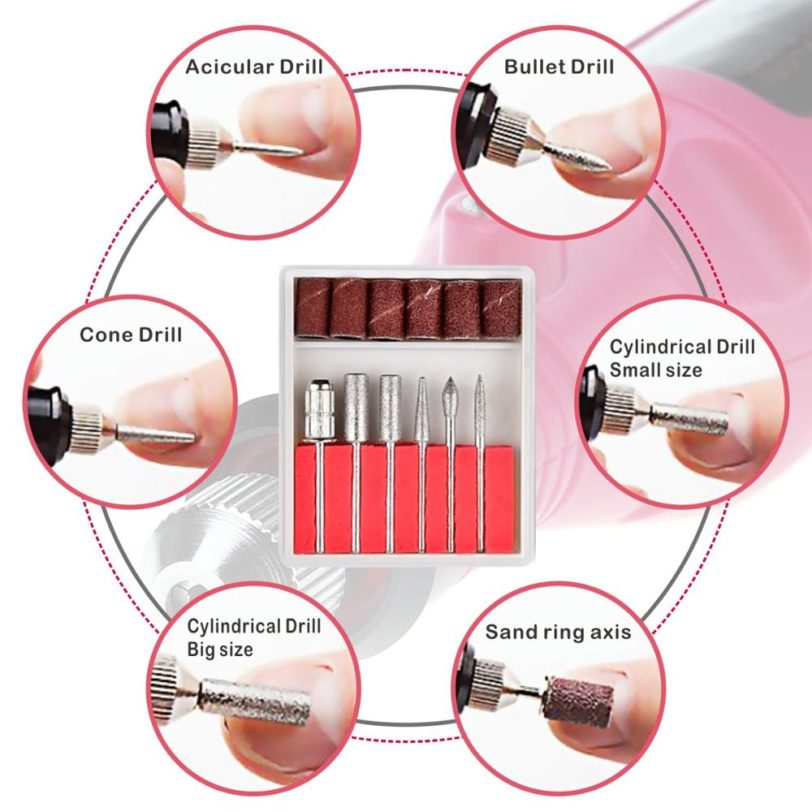 1 Set Professional Electric Manicure Machine Nail Drill Pen Pedicure File Polish Shape Tool Nail Art Feet Care Tools Kit - Image 2