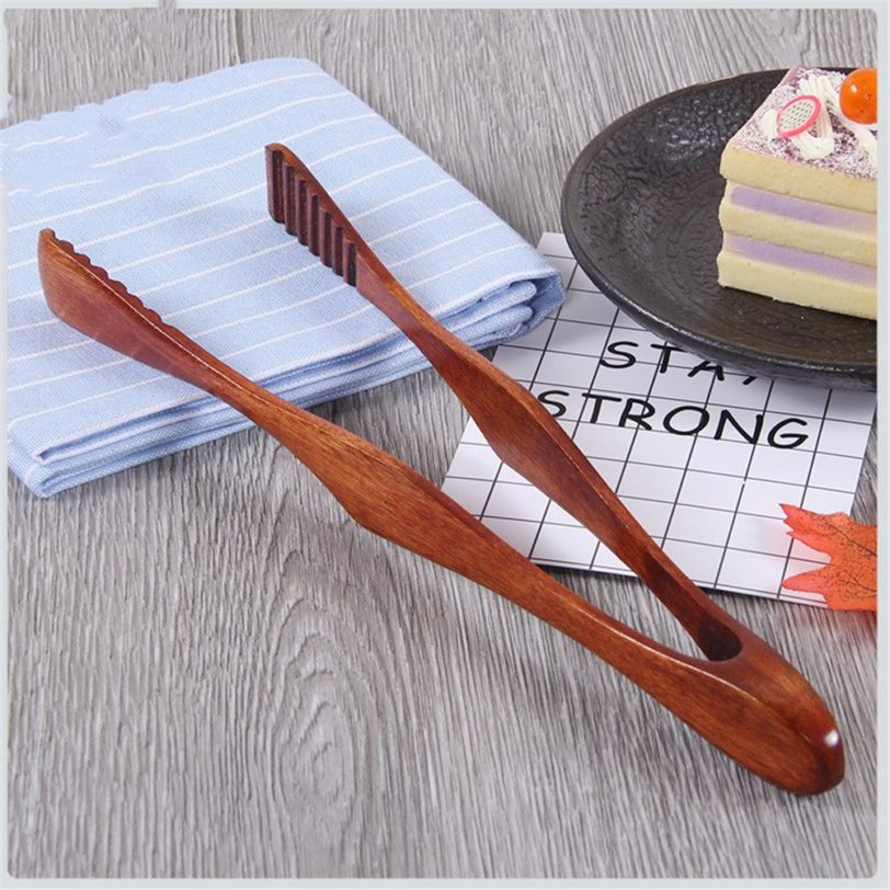 1 pc Wood Food Tongs Barbecue Steak Tongs Bread Dessert Pastry Clip Clamp Buffet Kitchen CookingTools 1