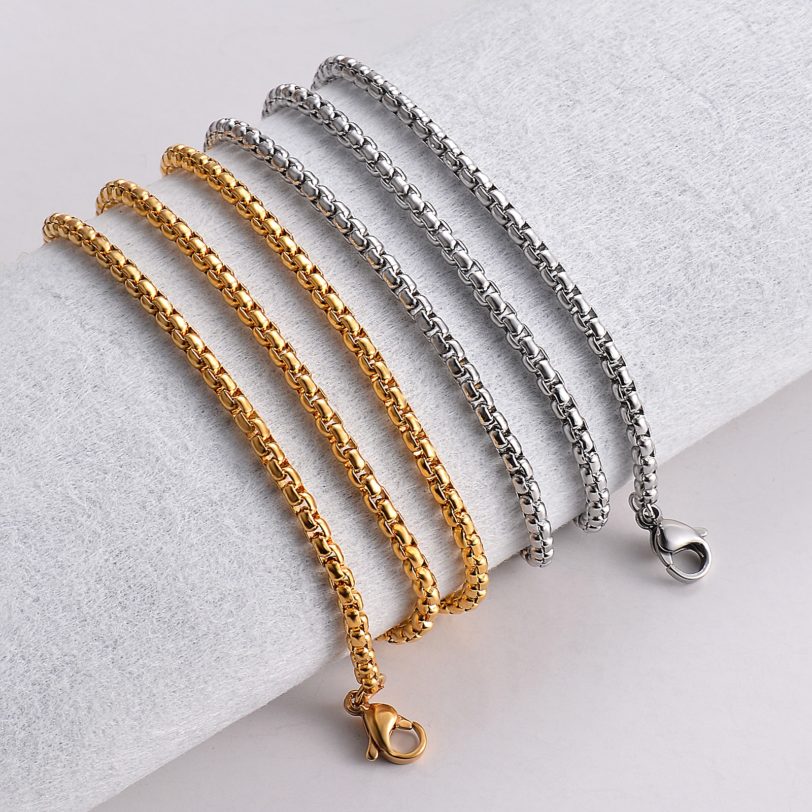 1 piece Stainless Steel Pearl Necklace Chain Figaro chain necklace for Pendant Men Women Necklace Jewelry