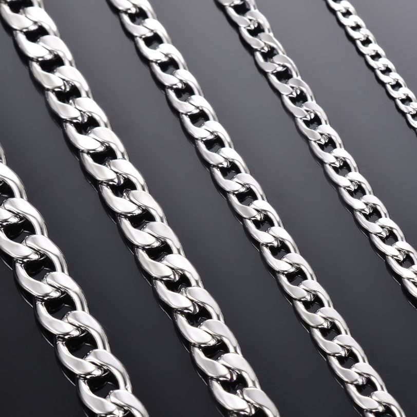 1 piece Width 3mm/4.5mm/5mm/6mm/7mm/7.5mm Curb Cuban Link Chain Necklace for Men Women Basic Punk Stainless Steel Chain Chokers - Image 3