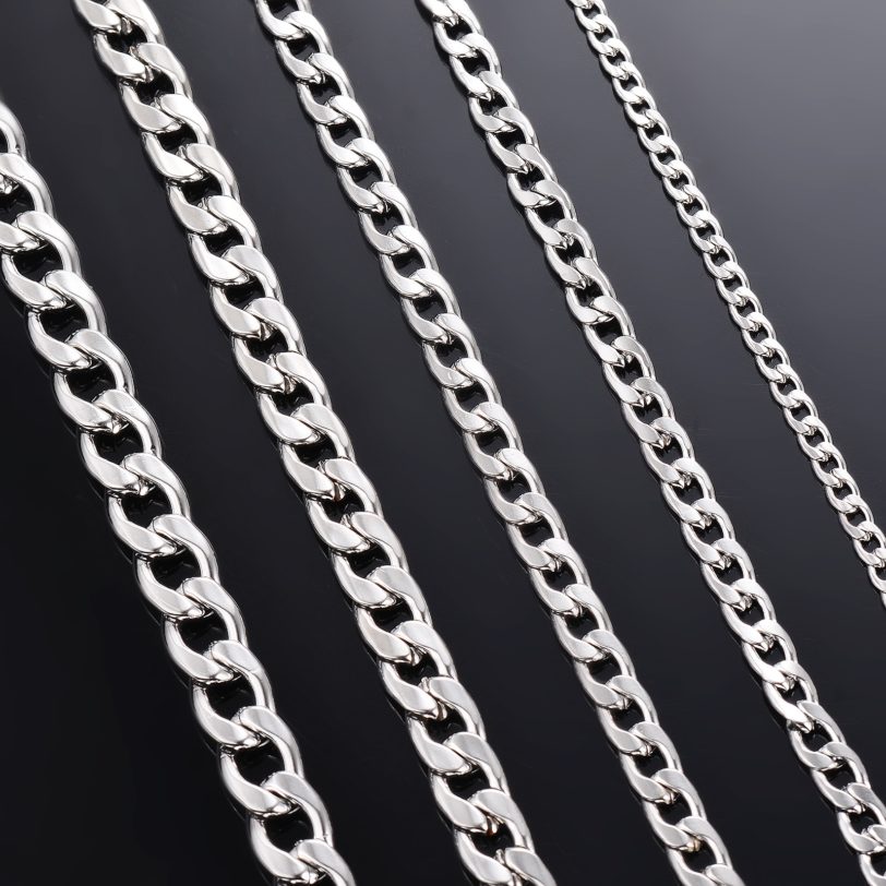 1 piece Width 3mm/4.5mm/5mm/6mm/7mm/7.5mm Curb Cuban Link Chain Necklace for Men Women Basic Punk Stainless Steel Chain Chokers - Image 2