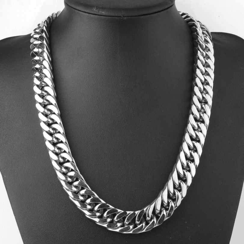 10/12/15/17/19MM Silver/Gold/Black Fashion Mens Womens Stainless Steel Curb Cuban Link Chain Necklace Or Bracelet 7-40" - Image 2