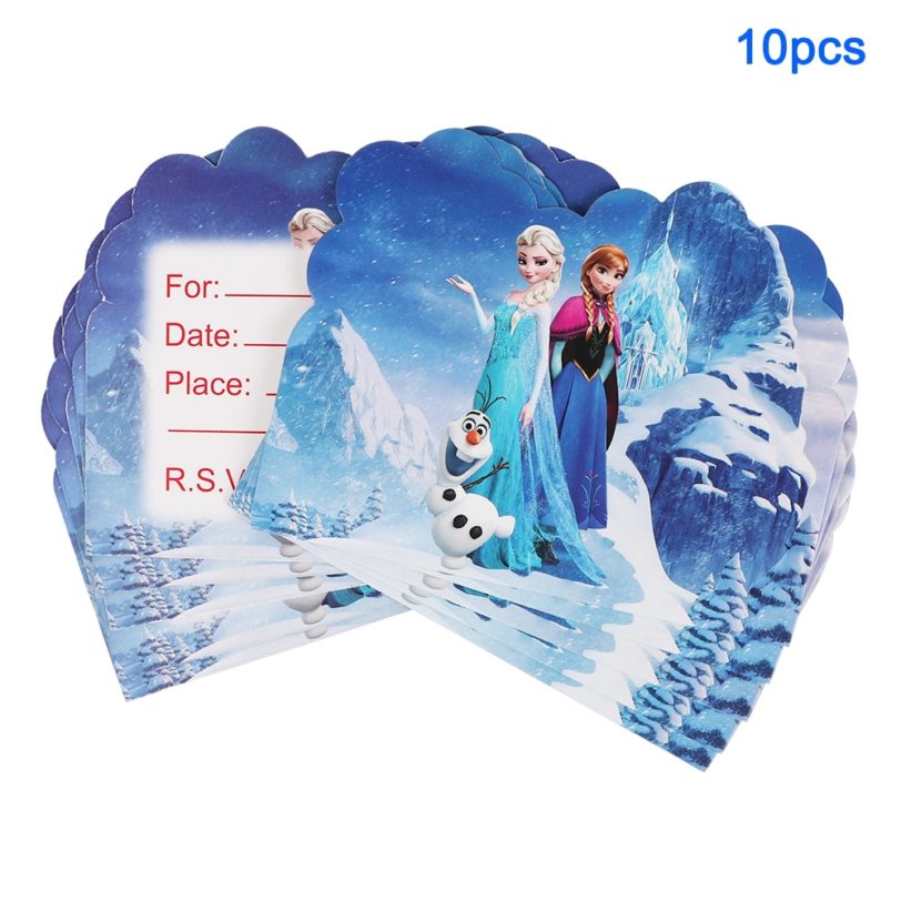 10Pcs Disney Frozen Princess Theme Pink Party Invitation Card Kid Boy Girls Birthday Party Baby Shower Supplies Party Favors - Image 2