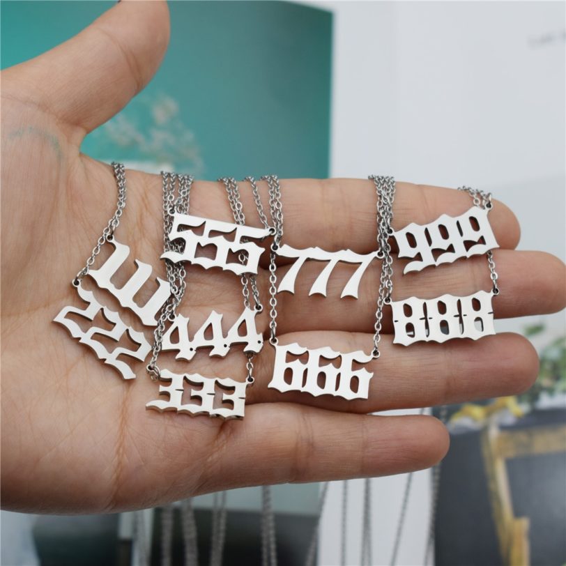 111 222 333 444 555 777 888 999 666 Devil Necklace Stainless Steel Angel Number Necklaces Pendant Charms Minimalist Jewelry - Image 2