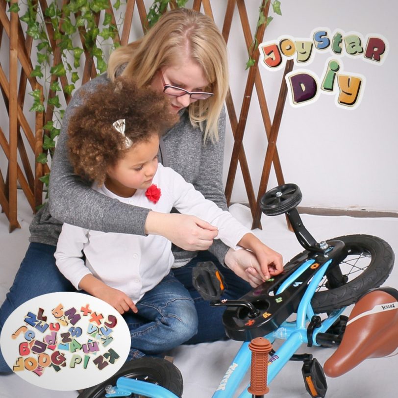 12 Inch Kids Bike Totem DIY Blue Steel Kids Bike DIY Sticker Kids Bicycle with Detachable Training Wheels and Bell - Image 2