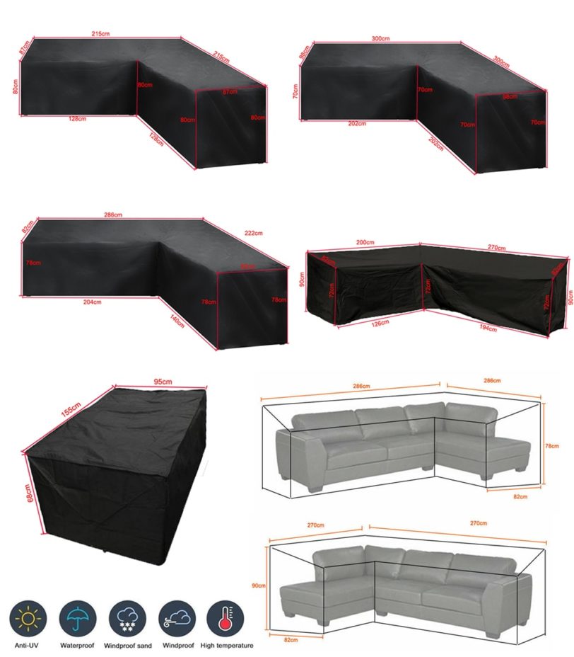 12 Size L Shape Corner Outdoor Sofa Cover Garden Rattan Corner Furniture Cover Waterproof Sofa Protect Set Dust Covers - Image 6