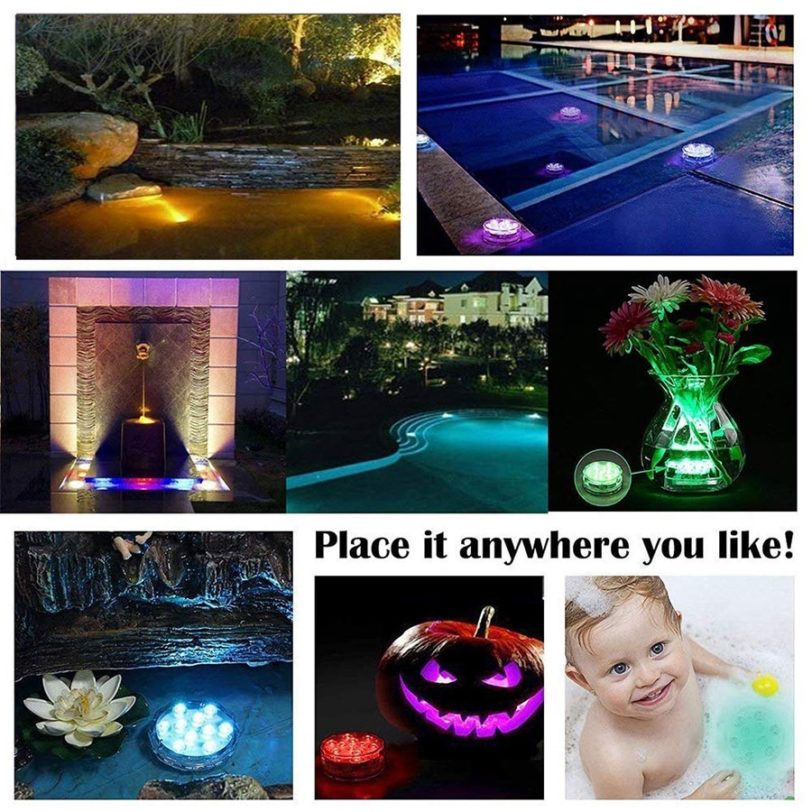 16 Colors Underwater LED Light Remote Control Submersible Lamp IP68 Waterproof Outdoor Garden Swimming Pool Bathroom Decoration - Image 5