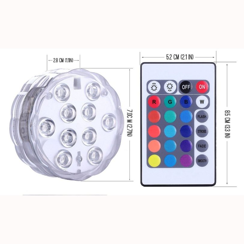 16 Colors Underwater LED Light Remote Control Submersible Lamp IP68 Waterproof Outdoor Garden Swimming Pool Bathroom Decoration - Image 2