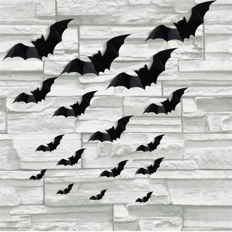 16pcs Halloween 3D black bat Wall Stickers Halloween party DIY decorative wall Decal Halloween horror Bats Removable stickers - Image 2