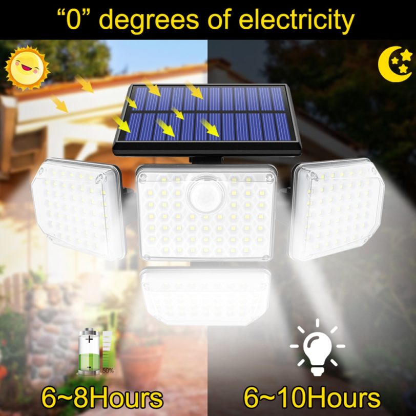 182 LED Solar Lights Outdoor Adjustable Heads Solar Lamps Garden Street IP65 Waterproof Lighting Lamp - Image 2