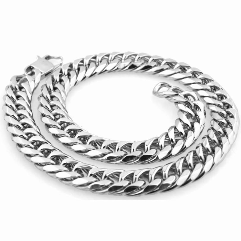 19/21mm Heavy Cuban Chains Men Hip Hop Jewelry Silver Color Thick Stainless Steel Long Big Chunky hip hop Necklace Gift - Image 2