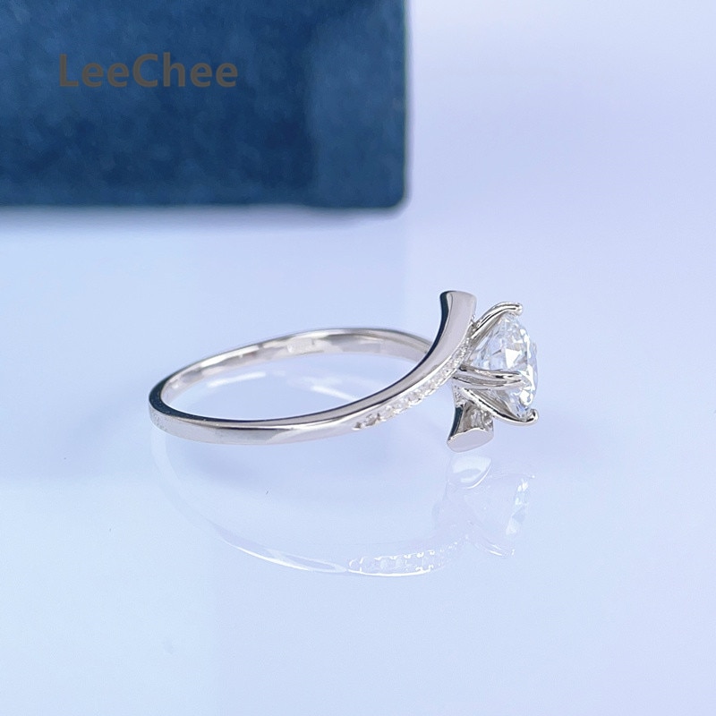 1CT Moissanite Ring Real 925 Sterling Silver 6 5MM VVS Lab Diamond Fine Jewelry for Women