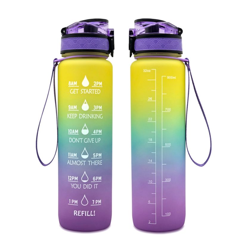 1L Tritan Water Bottle With Time Marker Bounce Cover Motivational Water Bottle Cycling Leakproof Cup For Sports Fitness Bottles - Image 2