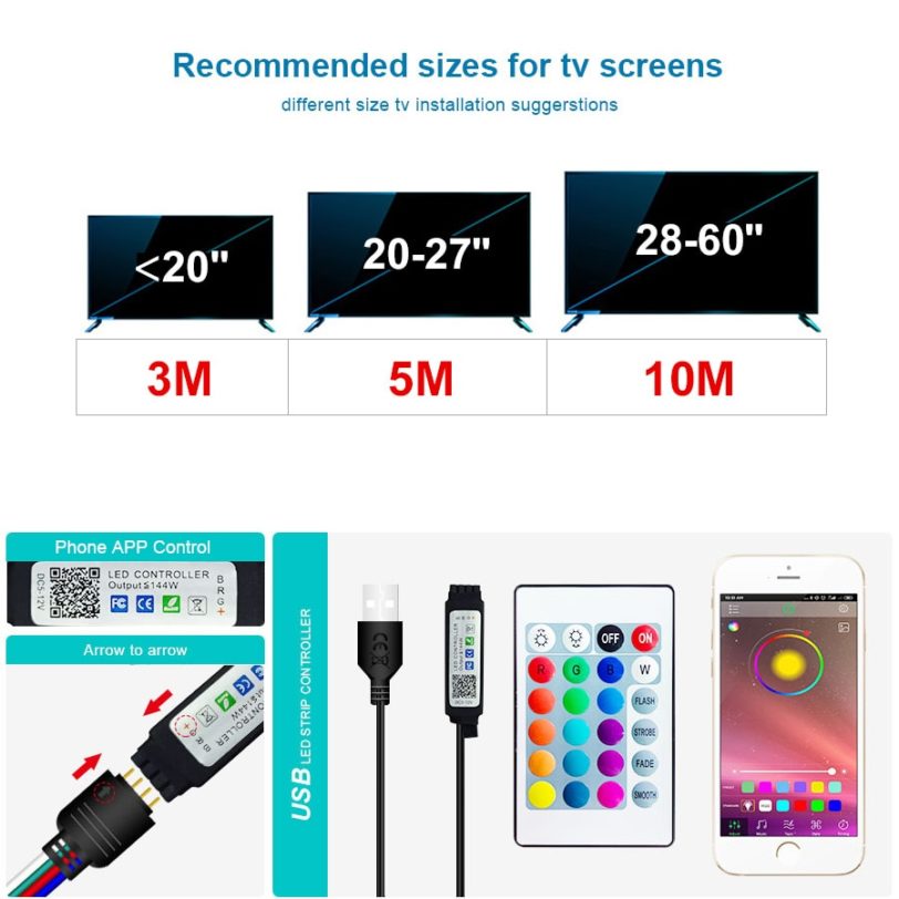 1M 2M 3M 5M 10M LED Strip Light Flexible Lamp USB Bluetooth Led Lighting RGB Tape Diode For TikTok Light TV BackLight Party - Image 2