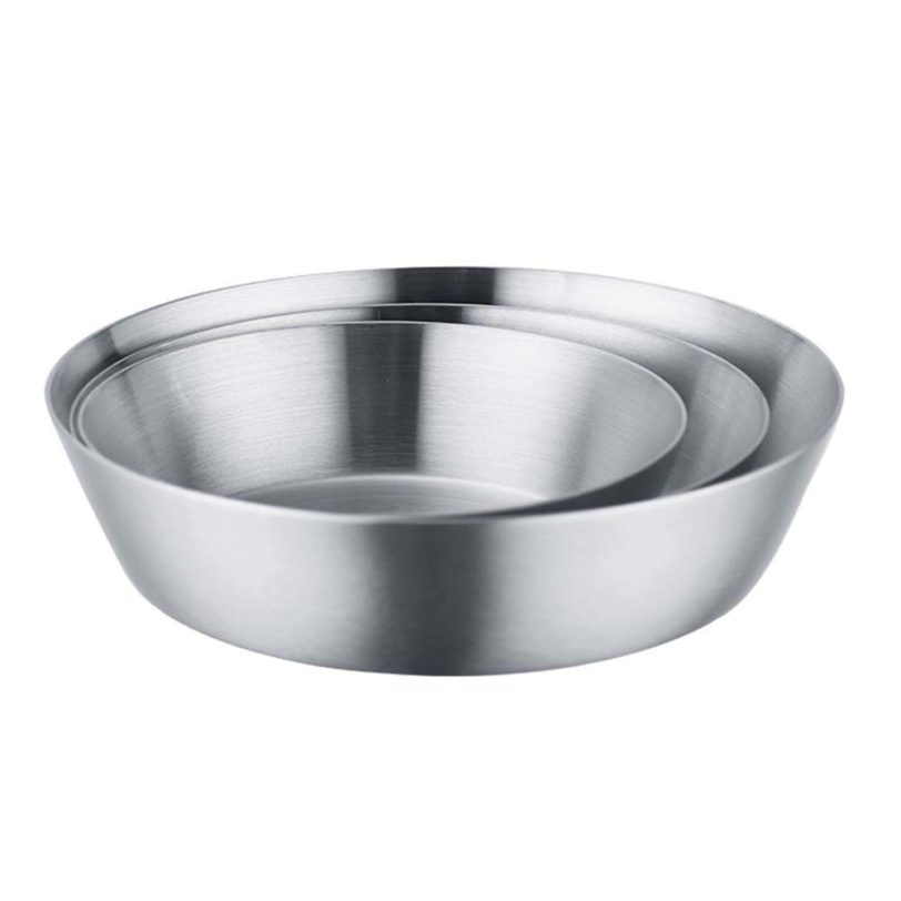 1Pc Stainless Steel Anti-rust Flat Bottom Serving Dish Basin Round Plate Tray Kitchen Dinning Bowl Tableware - Image 4