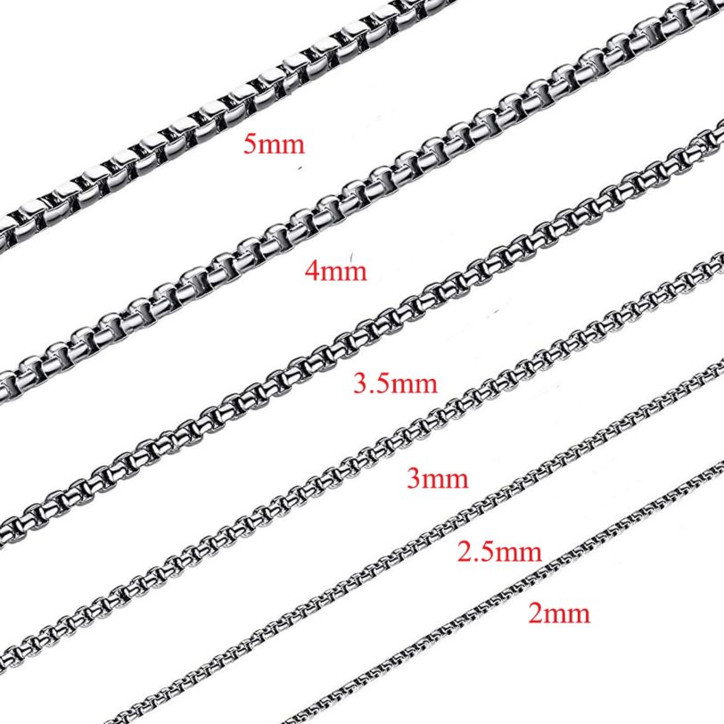 1Pc Stainless Steel Square Rolo Stainless Steel Chain Necklace Round Box Necklace Men Women Width 2mm-5mm - Image 2