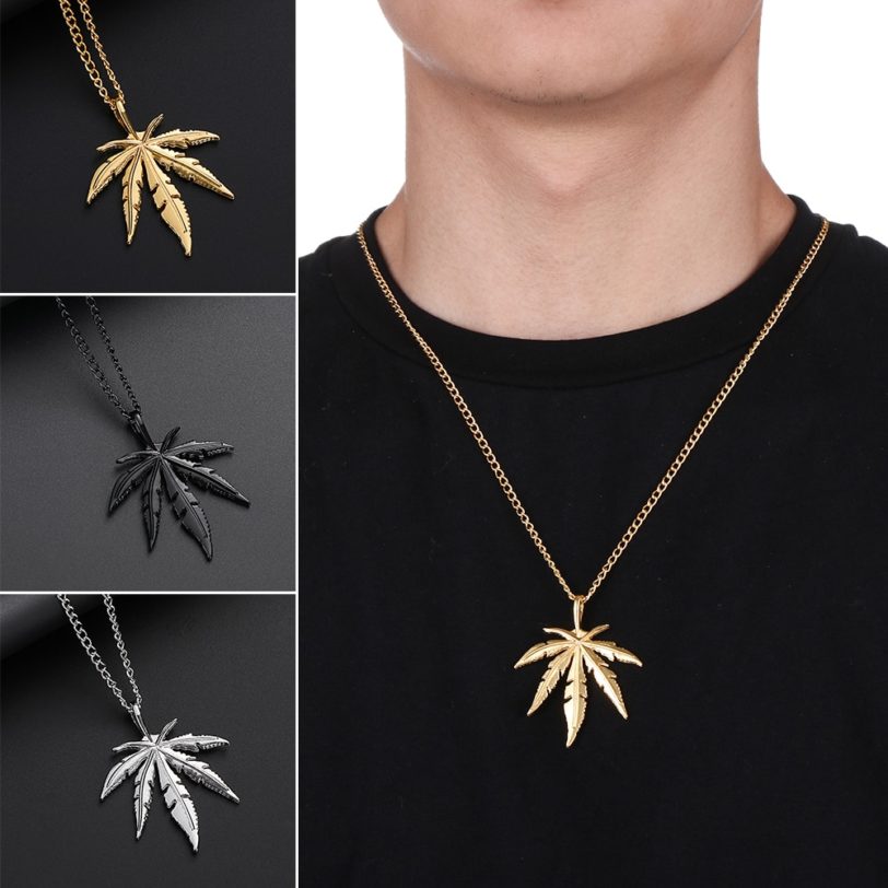 1Pcs Maple Leaf Necklace Hemp Leaf Pendant Charm Chain Necklace for Men Women Fashion Hip Hop Jewelry Necklace Gift Jewelry - Image 2