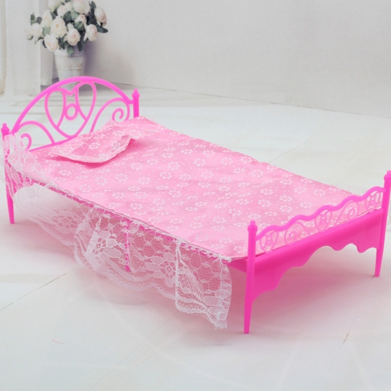 1Set Girls Toy Gift for Kid Toddler Dollhouse Furniture Set with Model Bed Bedside Table Dresser 1