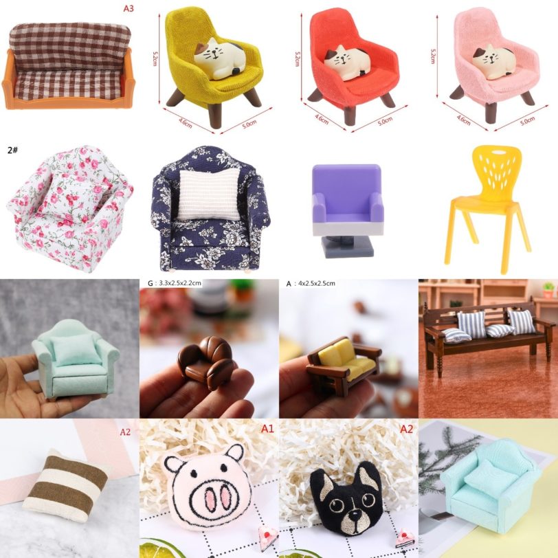 1pc or 1set Cute Mini Street Light Lamp Chair Pillow Stool Sofa For Couch Bed Dollhouse Furniture Toys Doll House Accessories - Image 3