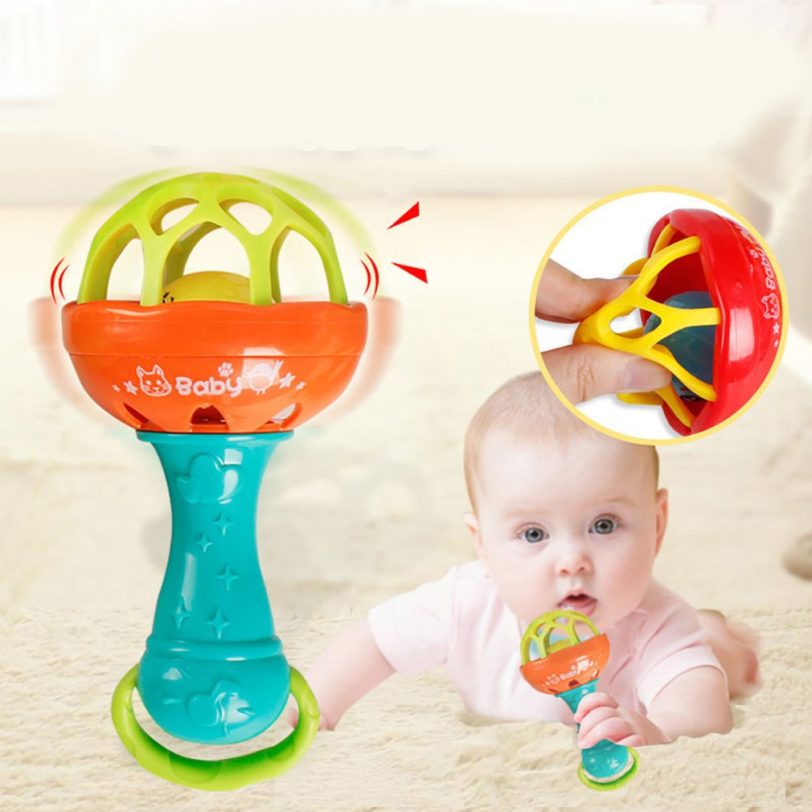 1pcs Fun games baby soft rubber teether rattle rod multi-functional baby rattle stick with teether baby hand holding toy - Image 2