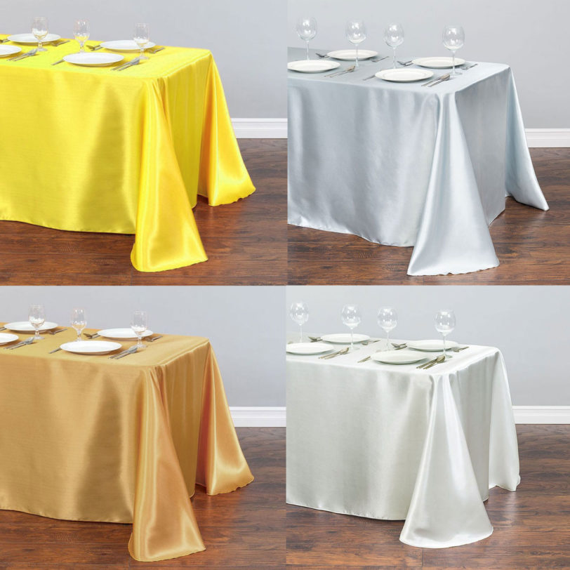 1pcs Solid Color Satin Table Cloth Tablecloth Table Cover Overlay For Birthday Wedding Banquet Restaurant Festival Party Supply - Image 2